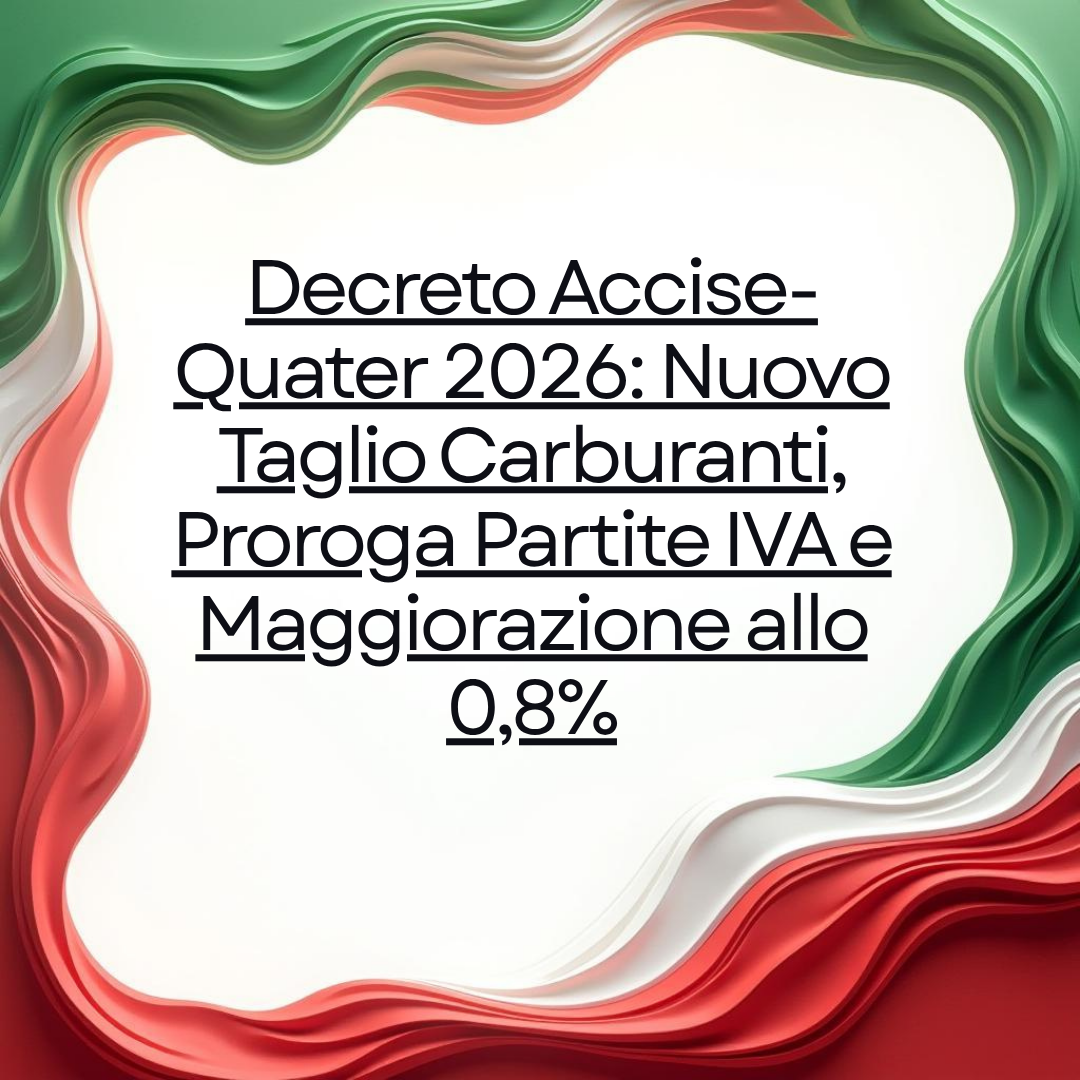 Decreto Accise-Quater 2026: Nuovo Taglio Carburanti, Proroga Partite IVA e Maggiorazione allo 0,8%
