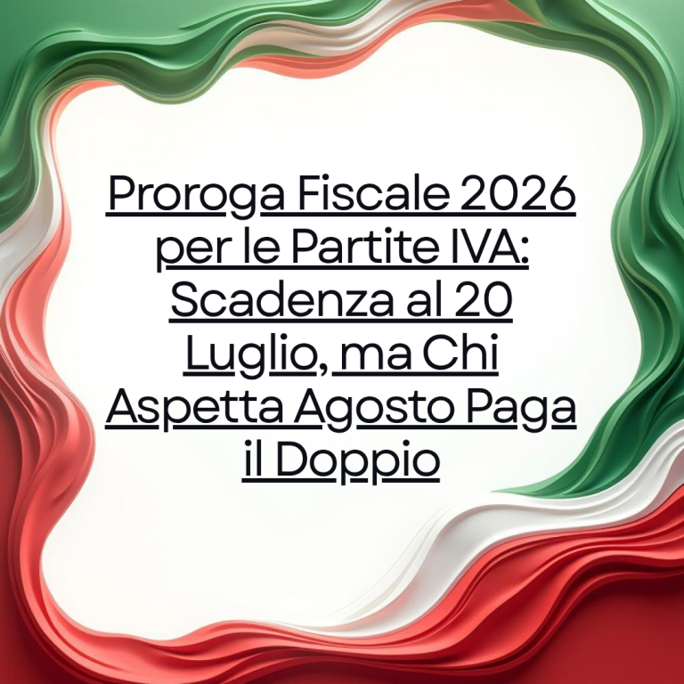 Proroga Fiscale 2026 per le Partite IVA: Scadenza al 20 Luglio, ma Chi Aspetta Agosto Paga il Doppio